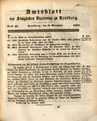 Amtsblatt für den Regierungsbezirk Arnsberg Samstag 23. November 1839