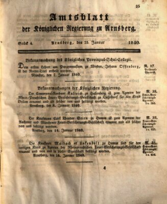 Amtsblatt für den Regierungsbezirk Arnsberg Samstag 25. Januar 1840