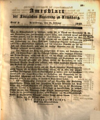 Amtsblatt für den Regierungsbezirk Arnsberg Samstag 29. Februar 1840