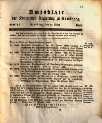 Amtsblatt für den Regierungsbezirk Arnsberg Samstag 14. März 1840