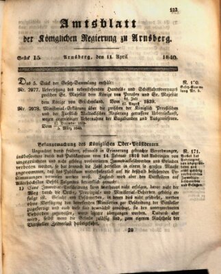 Amtsblatt für den Regierungsbezirk Arnsberg Samstag 11. April 1840