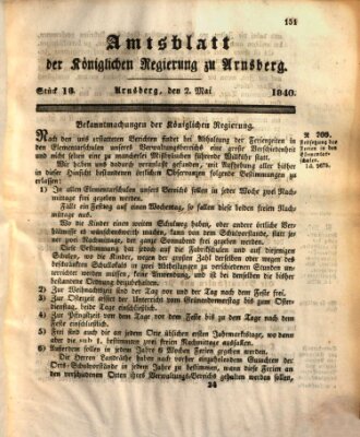 Amtsblatt für den Regierungsbezirk Arnsberg Samstag 2. Mai 1840