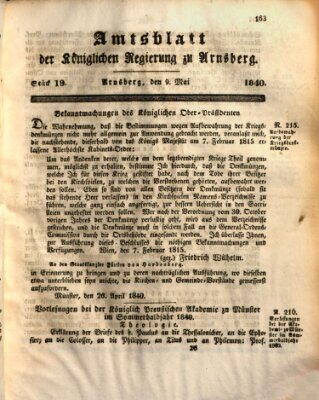 Amtsblatt für den Regierungsbezirk Arnsberg Samstag 9. Mai 1840