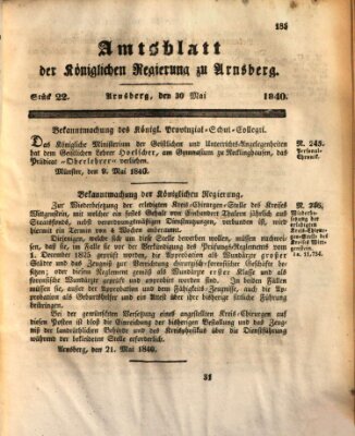 Amtsblatt für den Regierungsbezirk Arnsberg Samstag 30. Mai 1840