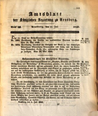 Amtsblatt für den Regierungsbezirk Arnsberg Samstag 11. Juli 1840