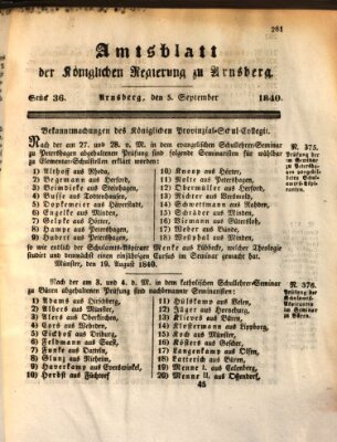 Amtsblatt für den Regierungsbezirk Arnsberg Samstag 5. September 1840