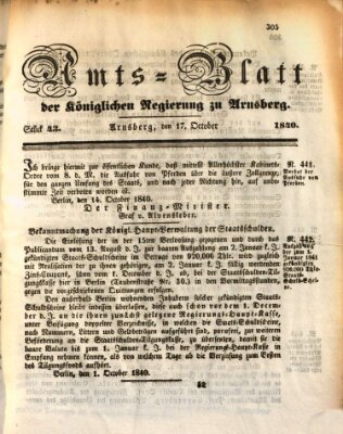 Amtsblatt für den Regierungsbezirk Arnsberg Samstag 17. Oktober 1840