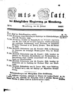 Amtsblatt für den Regierungsbezirk Arnsberg Samstag 20. Februar 1841