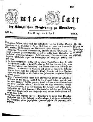 Amtsblatt für den Regierungsbezirk Arnsberg Samstag 3. April 1841