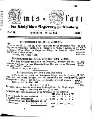 Amtsblatt für den Regierungsbezirk Arnsberg Samstag 22. Mai 1841