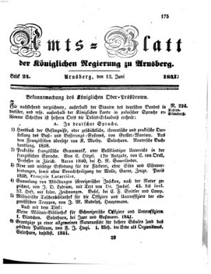 Amtsblatt für den Regierungsbezirk Arnsberg Samstag 12. Juni 1841