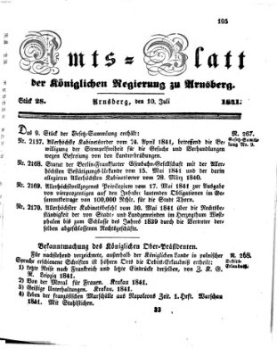 Amtsblatt für den Regierungsbezirk Arnsberg Samstag 10. Juli 1841