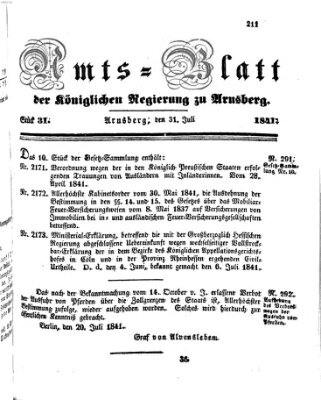 Amtsblatt für den Regierungsbezirk Arnsberg Samstag 31. Juli 1841