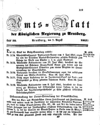 Amtsblatt für den Regierungsbezirk Arnsberg Samstag 7. August 1841