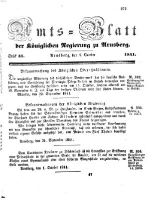 Amtsblatt für den Regierungsbezirk Arnsberg Samstag 9. Oktober 1841