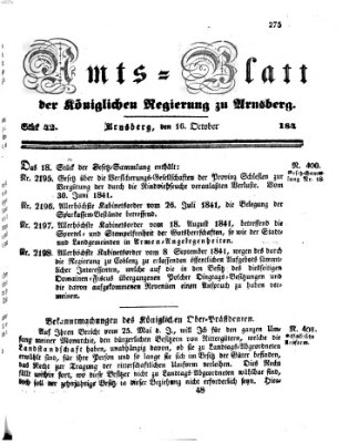 Amtsblatt für den Regierungsbezirk Arnsberg Samstag 16. Oktober 1841