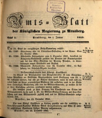 Amtsblatt für den Regierungsbezirk Arnsberg Saturday 1. January 1842