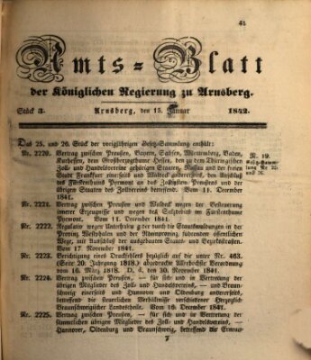 Amtsblatt für den Regierungsbezirk Arnsberg Samstag 15. Januar 1842