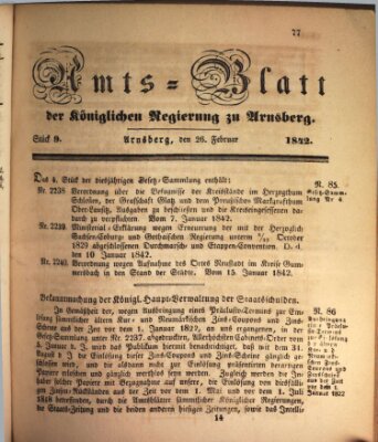 Amtsblatt für den Regierungsbezirk Arnsberg Samstag 26. Februar 1842