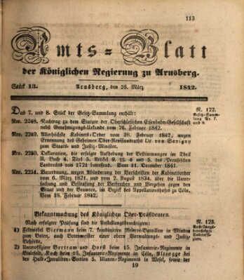 Amtsblatt für den Regierungsbezirk Arnsberg Samstag 26. März 1842