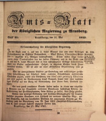 Amtsblatt für den Regierungsbezirk Arnsberg Samstag 21. Mai 1842