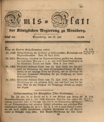 Amtsblatt für den Regierungsbezirk Arnsberg Samstag 30. Juli 1842