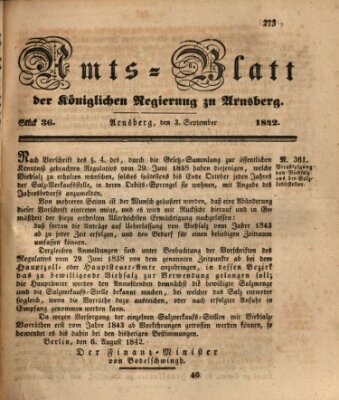 Amtsblatt für den Regierungsbezirk Arnsberg Samstag 3. September 1842