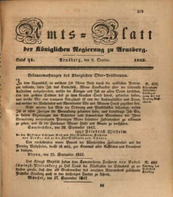 Amtsblatt für den Regierungsbezirk Arnsberg Samstag 8. Oktober 1842