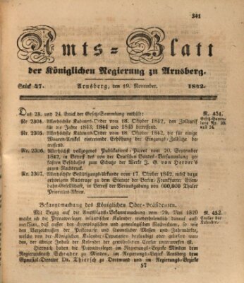 Amtsblatt für den Regierungsbezirk Arnsberg Samstag 19. November 1842