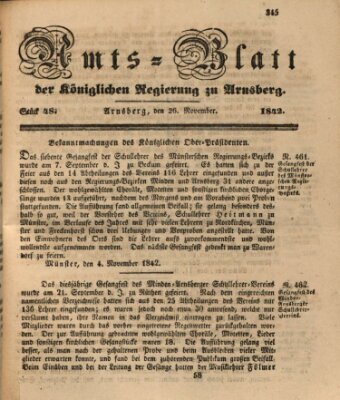 Amtsblatt für den Regierungsbezirk Arnsberg Samstag 26. November 1842