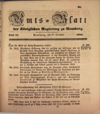 Amtsblatt für den Regierungsbezirk Arnsberg Samstag 17. Dezember 1842