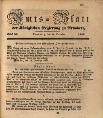 Amtsblatt für den Regierungsbezirk Arnsberg Samstag 24. Dezember 1842