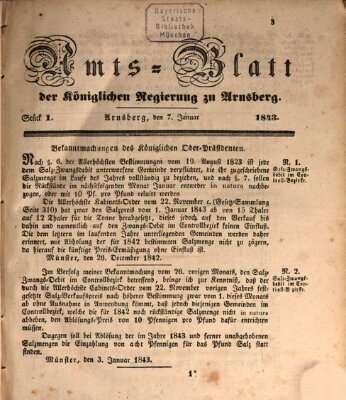 Amtsblatt für den Regierungsbezirk Arnsberg Samstag 7. Januar 1843