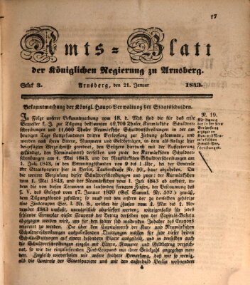 Amtsblatt für den Regierungsbezirk Arnsberg Samstag 21. Januar 1843