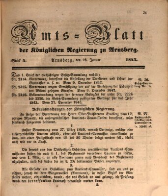 Amtsblatt für den Regierungsbezirk Arnsberg Samstag 28. Januar 1843