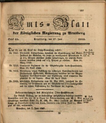 Amtsblatt für den Regierungsbezirk Arnsberg Samstag 17. Juni 1843