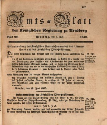 Amtsblatt für den Regierungsbezirk Arnsberg Samstag 1. Juli 1843