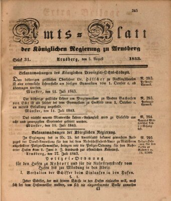 Amtsblatt für den Regierungsbezirk Arnsberg Samstag 5. August 1843