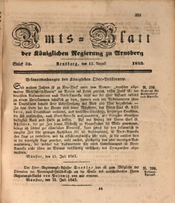 Amtsblatt für den Regierungsbezirk Arnsberg Samstag 12. August 1843