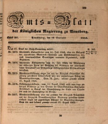 Amtsblatt für den Regierungsbezirk Arnsberg Samstag 16. September 1843