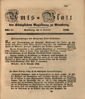 Amtsblatt für den Regierungsbezirk Arnsberg Samstag 25. November 1843