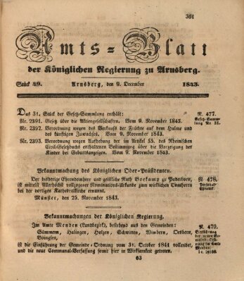 Amtsblatt für den Regierungsbezirk Arnsberg Samstag 9. Dezember 1843