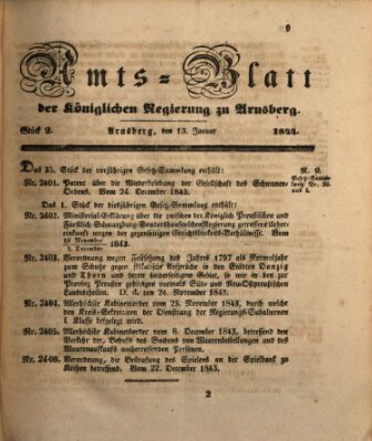 Amtsblatt für den Regierungsbezirk Arnsberg Samstag 13. Januar 1844