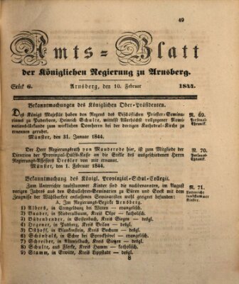 Amtsblatt für den Regierungsbezirk Arnsberg Samstag 10. Februar 1844