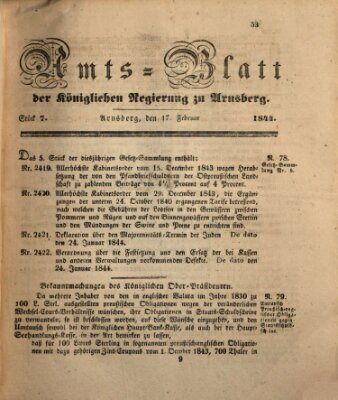 Amtsblatt für den Regierungsbezirk Arnsberg Samstag 17. Februar 1844