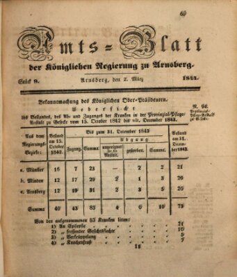 Amtsblatt für den Regierungsbezirk Arnsberg Samstag 2. März 1844