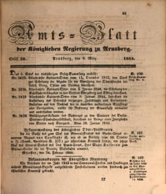 Amtsblatt für den Regierungsbezirk Arnsberg Samstag 9. März 1844