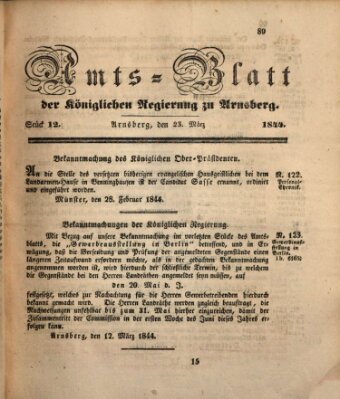 Amtsblatt für den Regierungsbezirk Arnsberg Samstag 23. März 1844