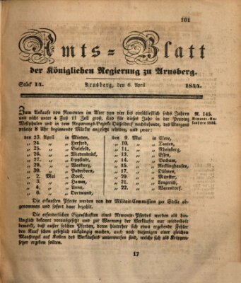 Amtsblatt für den Regierungsbezirk Arnsberg Samstag 6. April 1844