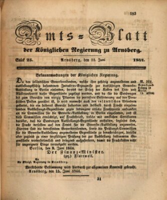 Amtsblatt für den Regierungsbezirk Arnsberg Samstag 22. Juni 1844